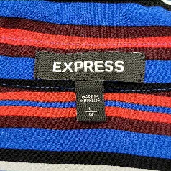 Express Multicolor Striped Surplice Mini Dress Size L – Fall Must-Have Preppy - Picture 5 of 9